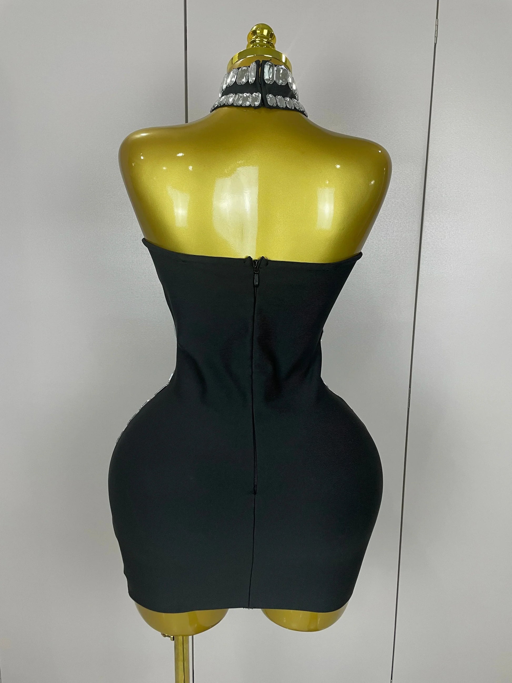 Women Sparkly Rhinestones Bodycon Strapless Mini Bandage Dress Backless Fashion Evening Party Club Luxury Birthday Dresses