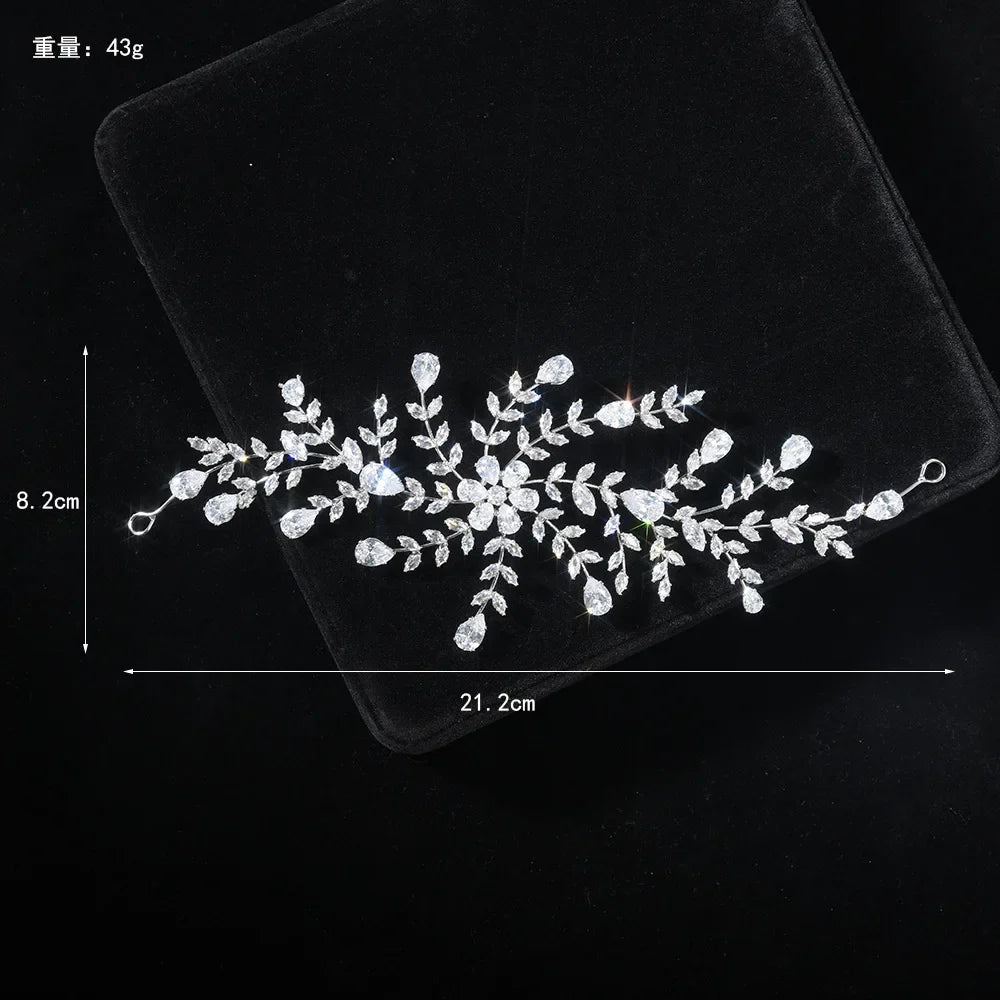 Zirconia Rhinestones Headband Hairband For Brides Women Crystal Headpieces Headdress Bridal Jewelry Wedding Hair Accessories