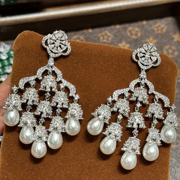 Pearl AAA Zircon Bridal Earrings Cubic Zirconia Wedding Earring For Brides Bridesmaids Accessories Women Prom Jewelry a