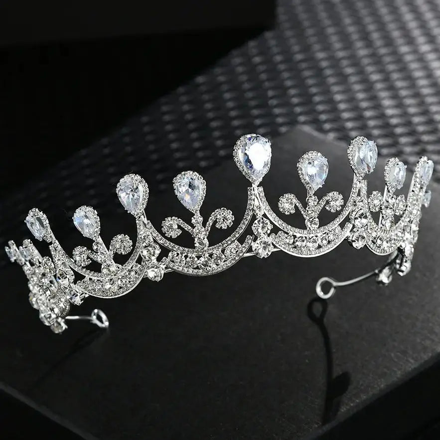 Bridal Hair Jewelry Crystal Zircon Tiaras and Crowns Rhinestones Diadem For Brides Princess Queen Headband Wedding Accessories a