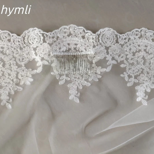 118" Long ,102" Wide One Layer Mantilla Veil , Wedding Veil , Bridal Veil, Lace Veil With Metal Comb