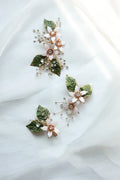 Wedding Accessories Flower Leaf Hair Pin Clip Gold Color Hairpin Bride Bridesmaids Rhinestones Crystal Head Piece Bridal Jewelry