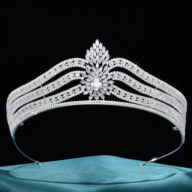 Wedding Hair Accessories Cubic Zirconia Tiaras and Crowns Zircon Headpiece For Brides Women Pageant Prom Headband Bridal Jewelry a
