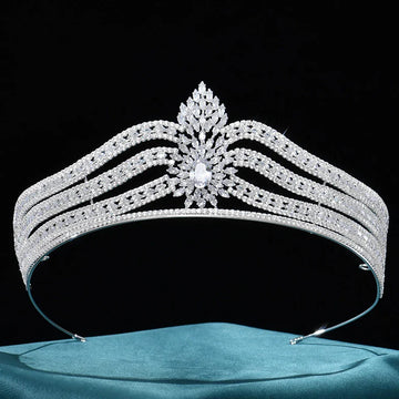 Wedding Hair Accessories Cubic Zirconia Tiaras and Crowns Zircon Headpiece For Brides Women Pageant Prom Headband Bridal Jewelry a