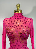 High Quality Sparkly Rhinestone Sexy Bodycon Dress New Fashion Nightclub Stage Outfit Luxury Birthday Party Dresses