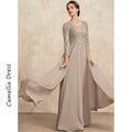 Simple V-Neck Mother Of The Bride Dress A Line Formal Dresses Chiffon Lace With Sequins Vestidos Mae Da Noiva Casamentos