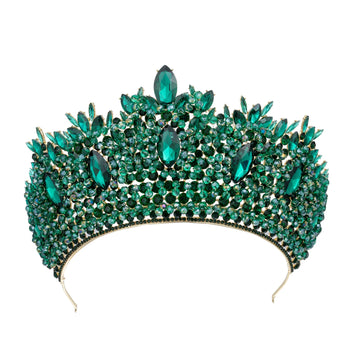 Baroque Wedding Crowns For Pageant Miss Universe Big Crystal Bridal Tiara Crown For Wedding Bride Diadem Hair Jewelry Headdress as picture