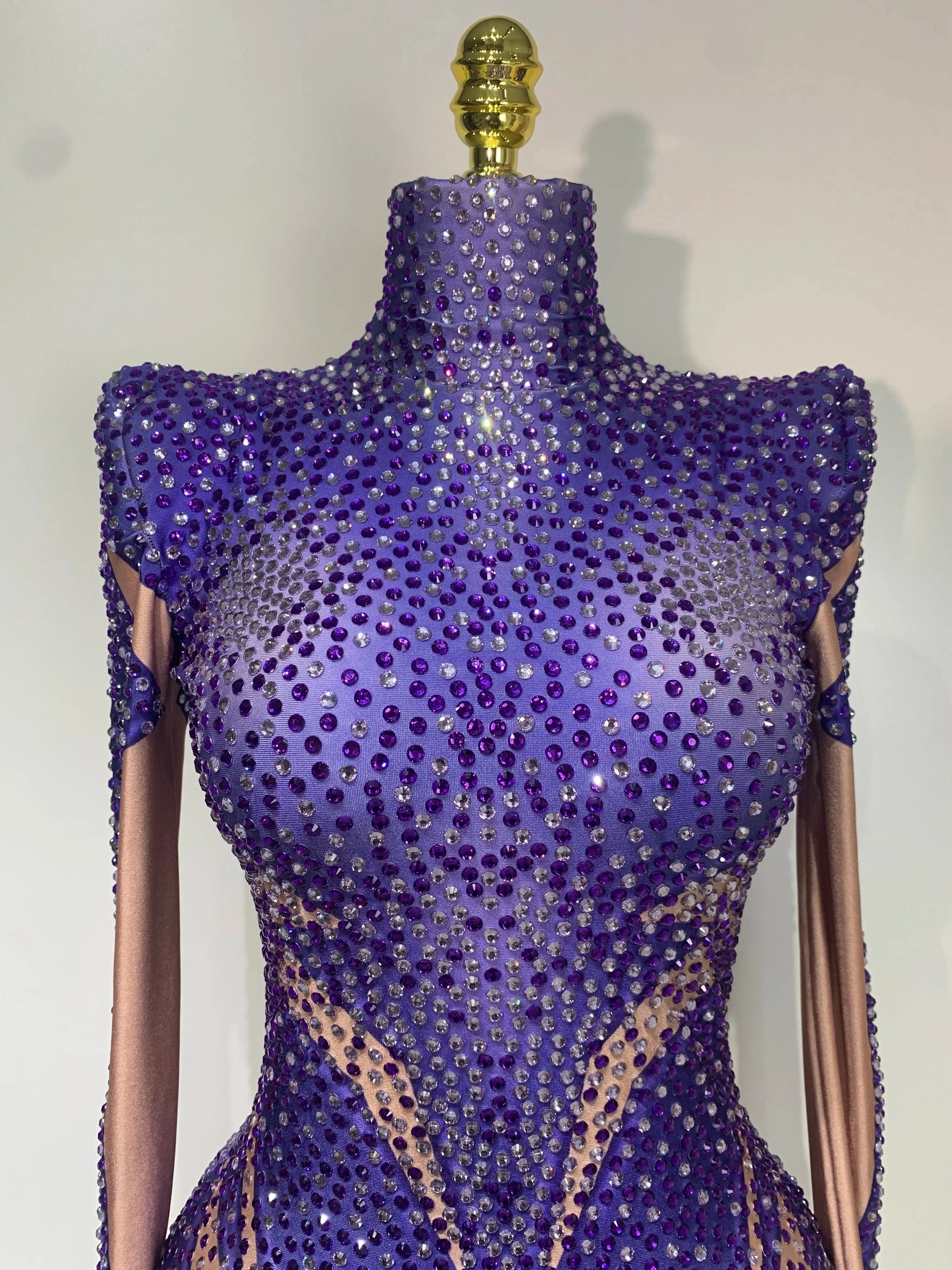 High Quality Luxury Rhinestone Elastic Long Sleeved Bodysuit Club Singer Dancer Stage Performa Costume Evening Party Outfit