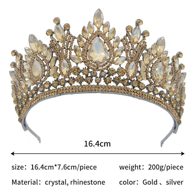 Baroque Queen Crowns For Women Crystal Bridal Tiara Crown For Wedding Bride Pageant Diadem Party Prom Hair Jewelry Headdress