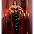 Luxury Woman Haute Couture Evening Dress Sparkling Diamonds Strapless Black Ankle Length Bandage Dress Birthday Party Outfit