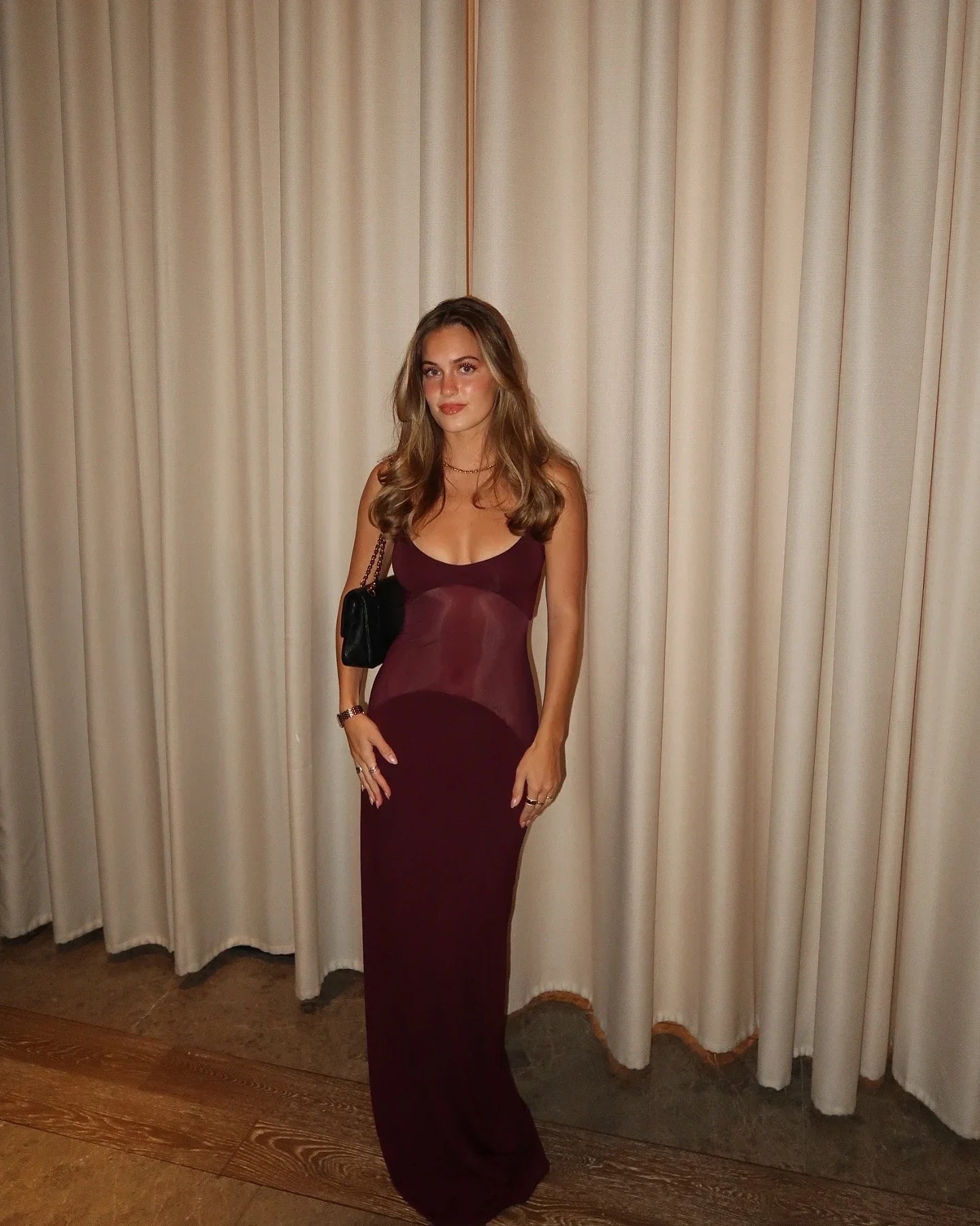 Celebrity Evening Party Dress Winered Color Women Sexy Strap Big O-Neck Bodycon Long Dress Celebrate Red Carpet Birthday Wear Claret