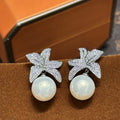 Colorful AAA Zircon Bridal Earrings CZ Cubic Zirconia Pearl Wedding Earring For Bride Women Accessories Birthday Gifts Jewelry c