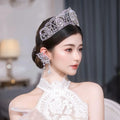 Crystal Tiaras and Crowns Rhinestones Diadem Set For Bride Women Prom Pageant Headband Bridal Hair Jewelry Wedding Accessories