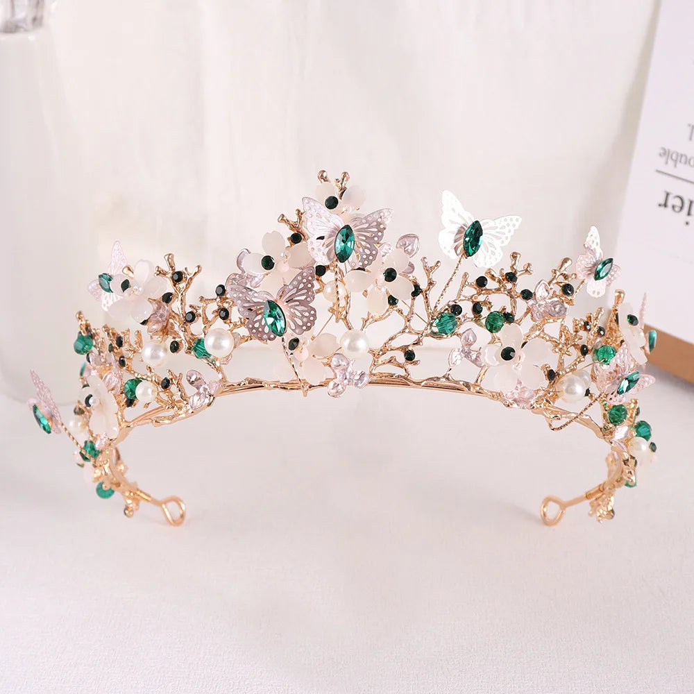 Wedding Crowns For Bride Crystal Flower Fairy Bridal Tiara Crown For Women Girlfriend Diadem Party Bride Hair Jewelry Headdress as picture 4