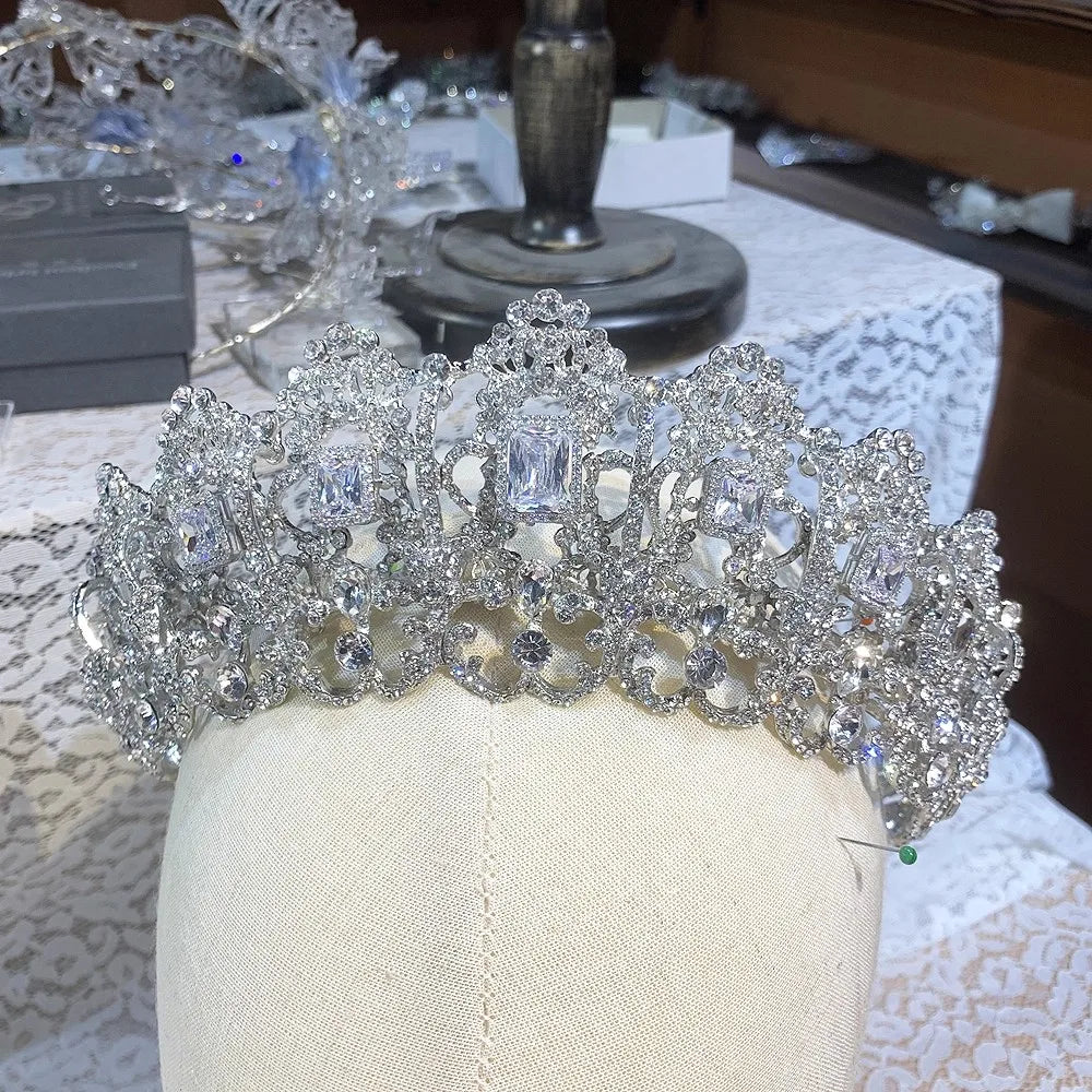 Big Crystal Rhinestones Tiaras and Crowns Zircon Diadem Brides Princess Queen Headband Bridal Jewelry Wedding Hair Accessories