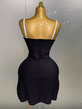 Women Celebrity Sexy Sleeveless 3D Flower Patchwork Mini Bodycon Bandage Short Dress Elegant Evening Club Party Dress