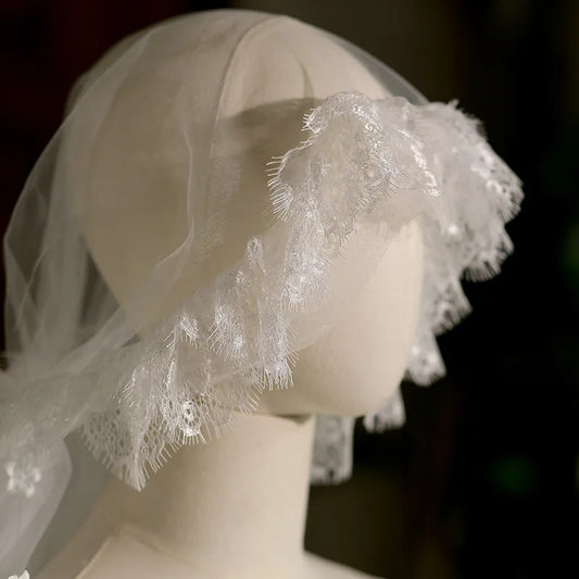 Lace Bridal Veil Short White Wedding Veils For Brides Evening Dinner Party Dress Women Girl Gifts Hair Accessories Jewelry
