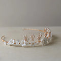 Gold Color Headband Freshwater Pearl Headpiece For Brides Porcelain Flower Hairband Wedding Accessories Bridal Hair Jewelry