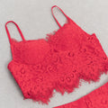 Sexy Women'S Lace Pants Set Spaghetti Strap Sleeveless Backless Ultra Short Vest+Straight Leg Pants Two-Piece Set