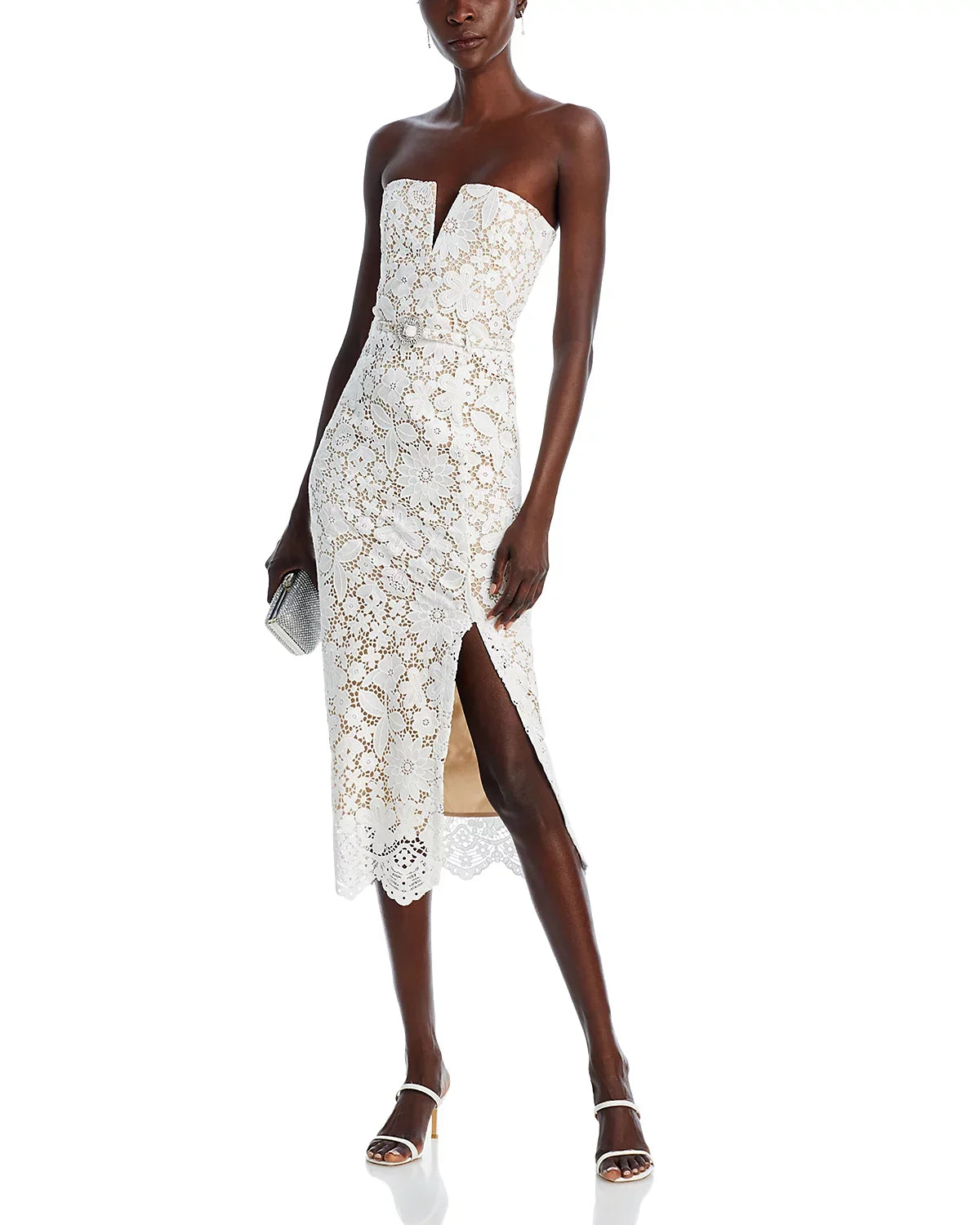 Arrival Women Sexy Strapless Lace Bodycon Mid-calf Dress Belt Fashion Birthday Party Celebrate Evening Cocktail Dress