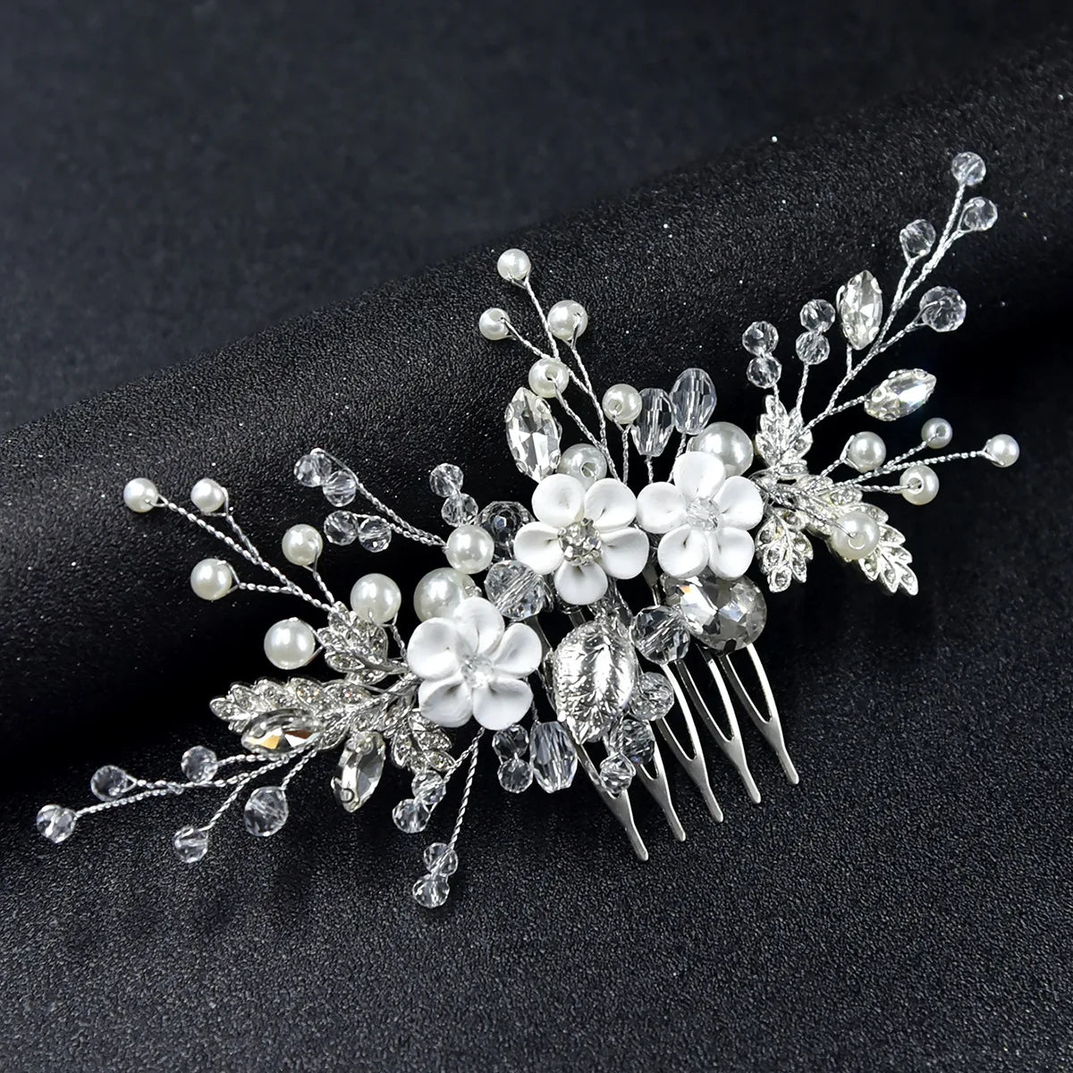 Luxury Bridal Hair Comb Wedding Hair Accessories Pearl Bride Side Combs Tiara For Women Girl Bridesmaids Hairpins Headpiece as pic 2