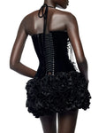 Black Red Color Women Sexy Strapless Laced-up Tops Florlas Bodycon Mini Skirt Set Celebrate Birthday Party Cocktail Dress
