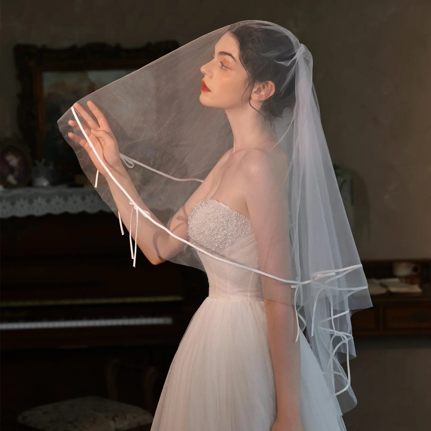 Short Bridal Veil White Wedding Veils For Brides Evening Dinner Party Dress Women Girl Gifts Hair Accessories Jewelry a