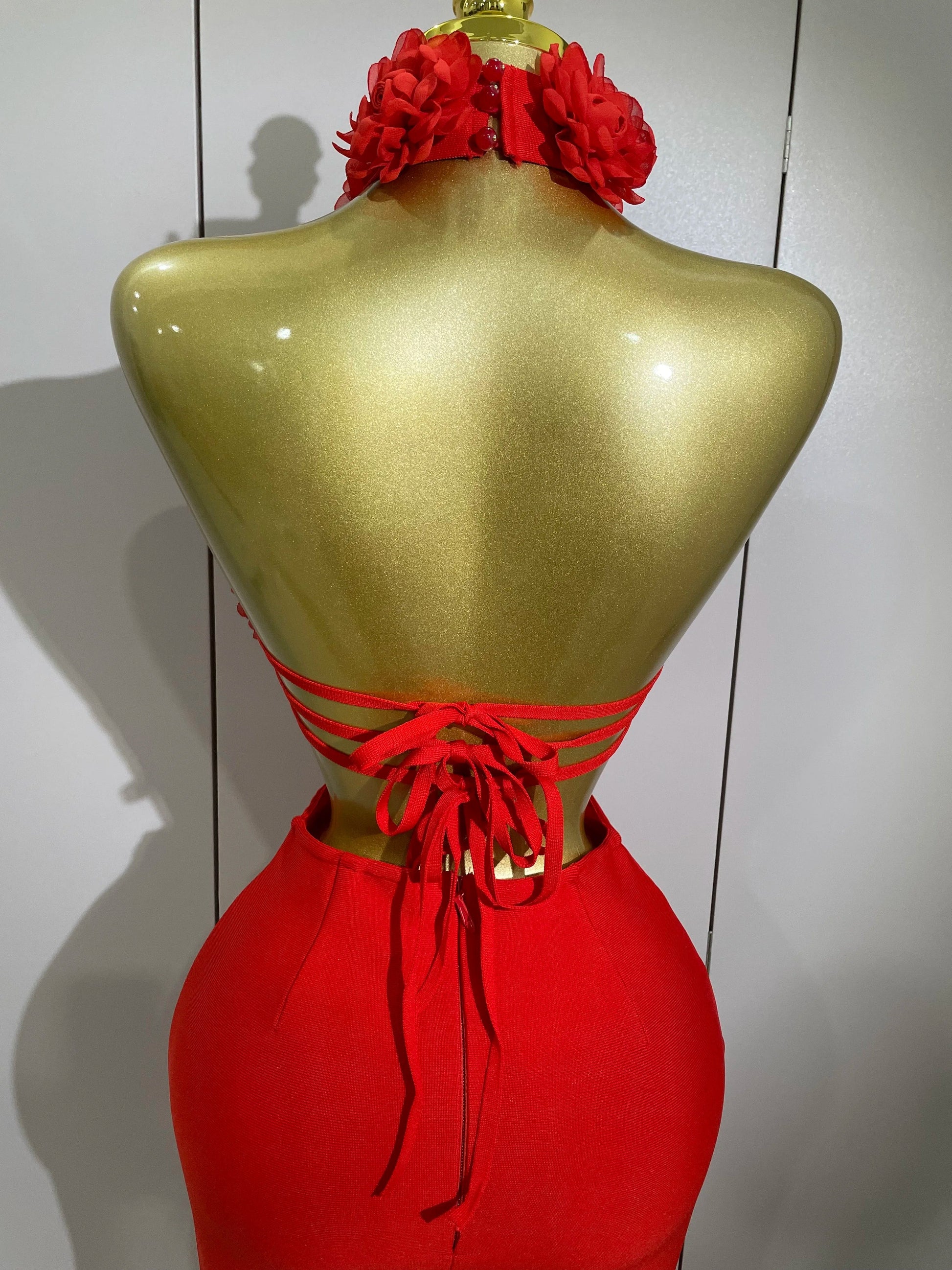 Women Celebrity Sexy Halter Backless Flower Long Bandage Bodycon Dress Luxury Birthday Dress Elegant Evening Party Outfit