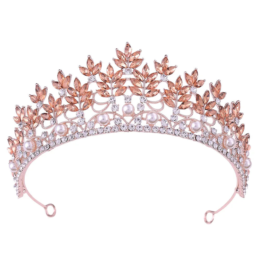 Baroque Crowns And Tiaras For Wedding Bride Hair Accessories Pearl Crystal Princess Queen Bridal Tiara Crown For Women Headdress as picture