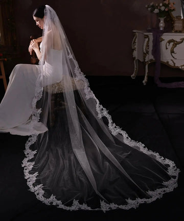 270cm White Bridal Veil Long Wedding Veils For Brides Evening Dinner Party Dress Women Girl Gifts Hair Accessories Jewelry a