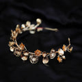 Wedding Hair Accessories Lotus Flower Headband Tiara Crystal Headpiece Crown Gift Brides Leaf Headdress Headwear Bridal Jewelry gold color