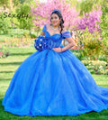 Bling Blue Quinceanera Dresses With Beaded Sparkly Sequin Vestido De 15 Anos Plus Size Sweet 16 Dress Birthday Party Customized