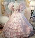 Cinderalle Pink Quinceanera Dress Civil War Debutante Elegant Vestidos De 15 Años Fairy Medieval Costume Elvish Prom Customized Pink
