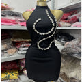 Red Black Color Women Sexy Off the Shoulder Shinning Crystal Bodycon Mini Bandage Dress Nightclub Party Bar Singer Birthday Wear