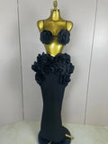 Sexy Camisole Floral Bandage Long Skirts 2-Piece Set Women Celebrity Elegant Party Cocktail Prom Gown Nightclub Outfit black