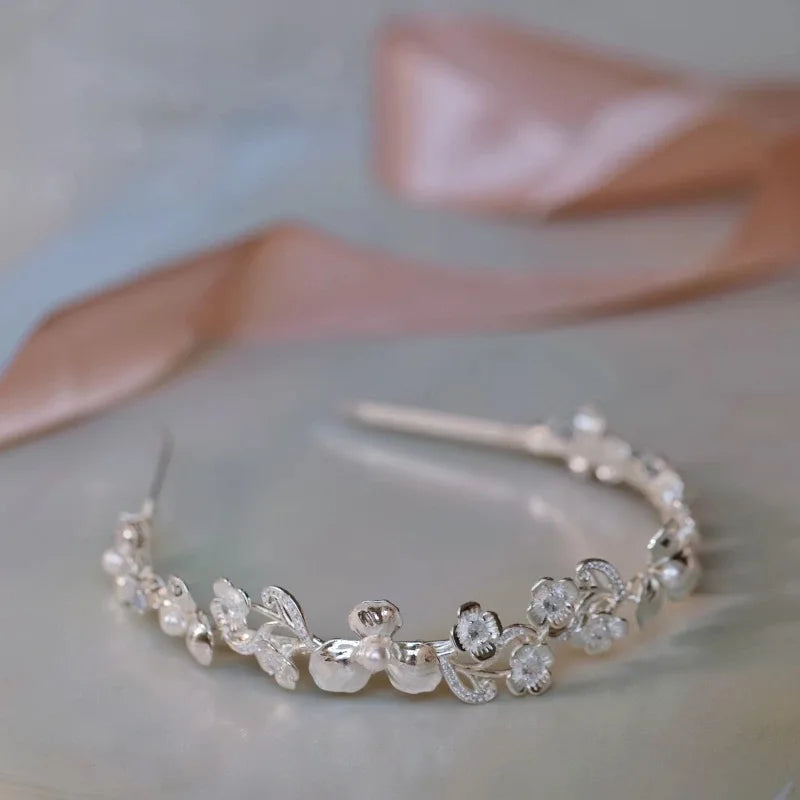 Silver Color Headband Hairband Vintage Headpiece For Bride Bridesmaids Headdress Tiara Bridal Jewelry Wedding Hair Accessories