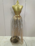 Sparkly Rhinestone Sequins Sexy Strapless See-Through Long Dress Women Evening Birthday Party Dress Nightclub Stage Costume