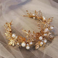 Wedding Hair Accessories Leaf Pearl Headband Gold Color Baroque Vintage Hairband For Bride Women Headpieces Crown Bridal Jewelry