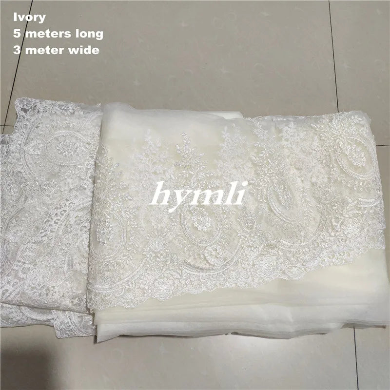 300cm,350cm,500cm Long Wedding Veil One Layer Bridal Veil No Comb Cathedral Veil In White, Ivory, Champagne