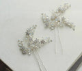 Flower Hair Clip Pin Vintage Gold Silver Color Head Piece Brides Women Opal Crystal Hairpin Wedding Accessories Bridal Jewelry 2pcs silver color