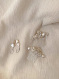 Pearls Hair Comb Pin Clip Silver Color Head Piece For Bride Bridesmaids Women Hairpin Earring Bridal Jewelry Wedding Accessories