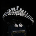 Crystal Pearl Tiaras and Crowns Set Zirconia Diadem For Bride Princess Queen Headband Bridal Hair Jewelry Wedding Accessories