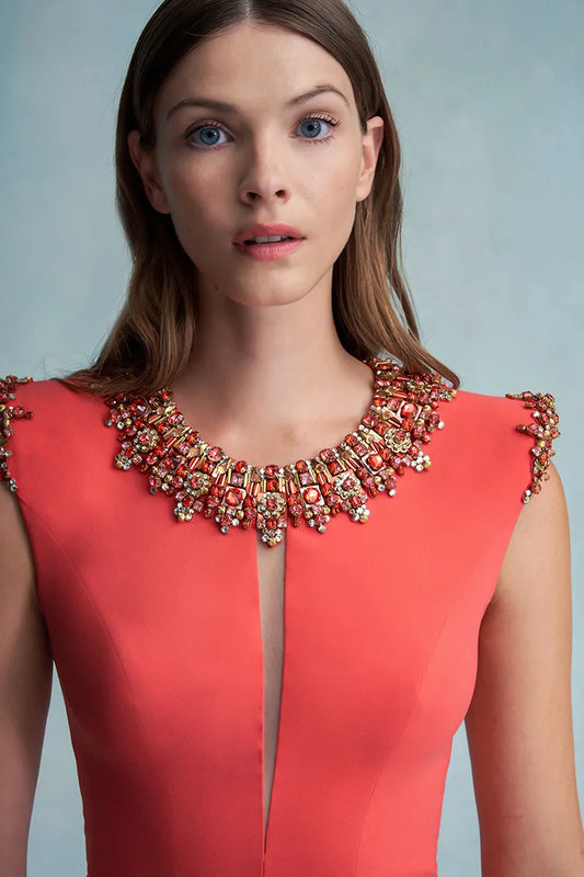 Spring Women Sleeveless O-Neck Straight Mini Dress Colorful Crystal Elegant Evening Party Fashion Outfit Vestido Red