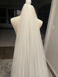 Cathedral Wedding Veil White Off-White Champagne Ivory Colors Minimalistic Design with Metal Comb