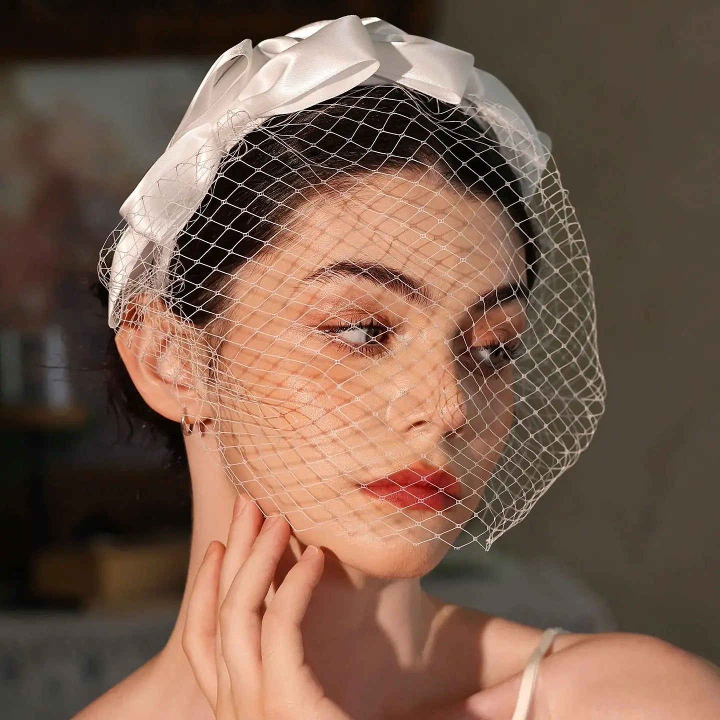 White Hairband Headband Face Veil Headpiece Headdress Bride Women Party Dinner Headwear Bridal Jewelry Wedding Hair Accessories a