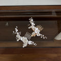 Gold Silver Color Headpiece Headband Hair Comb Pin Clip For Brides Porcelain Flower Hairpin Wedding Accessories Bridal Jewelry