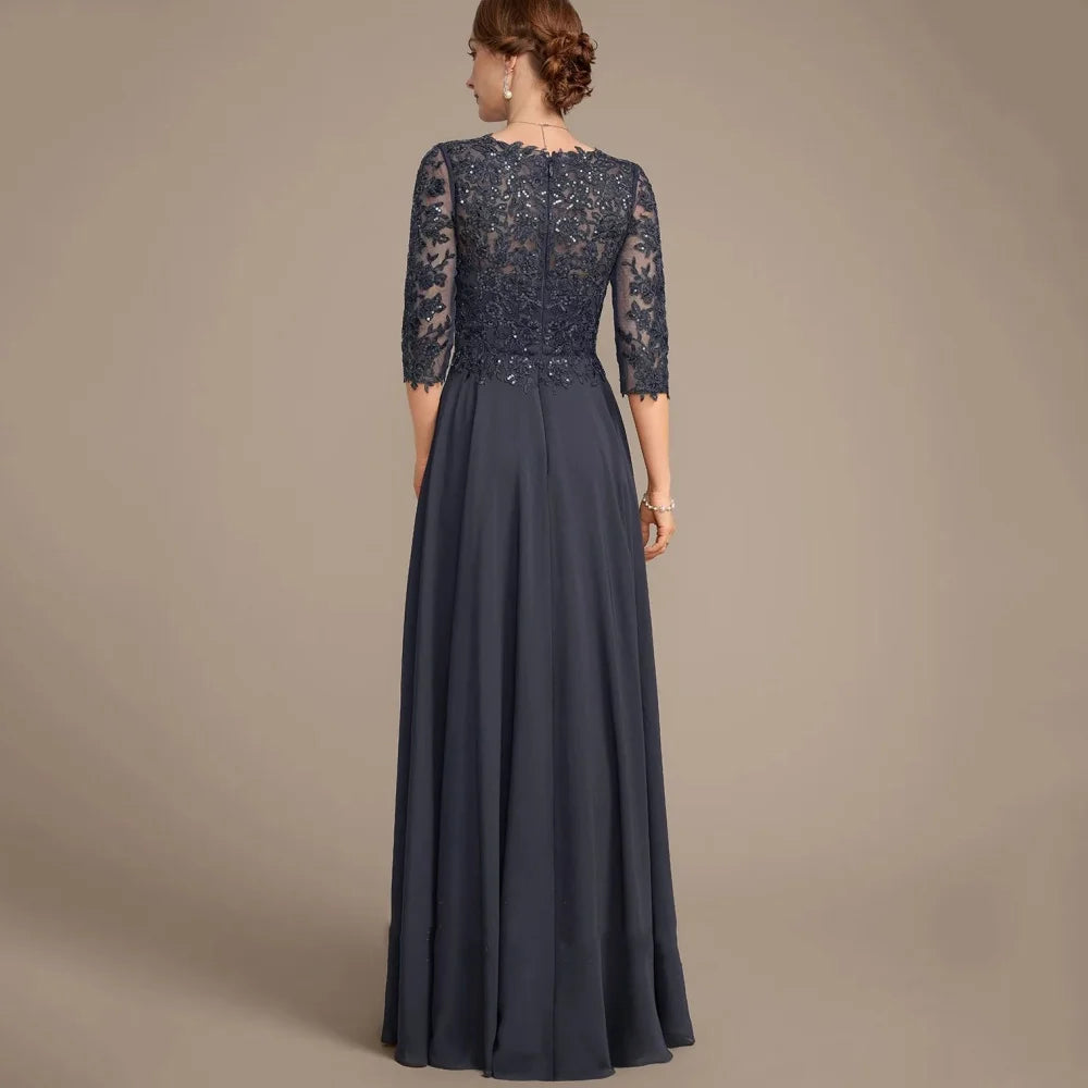 Customized Mother of Dresses V Neck Lace Bride Party Dress A Line Elegant Sequined Formal Gowns New robes invitée mariage