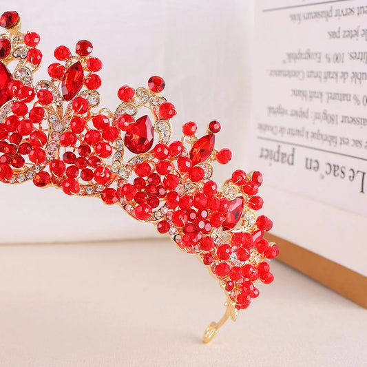 Baroque Wedding Crowns For Bride Crystal Princess Queen Bridal Tiara Crown For 15 Years Women Pageant Diadem Wedding Headdress