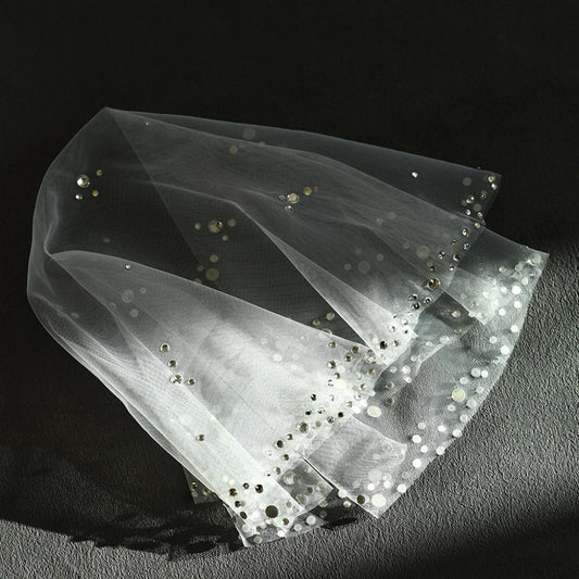 Short Crystal Bridal Veil Lace Wedding Veils For Evening Dinner Party Dress Women Gift Hair Accessories Brides Jewelry a