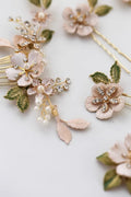 Flower Hair Comb Pin Clip Leaf Head Piece For Brides Bridesmaids Gold Color Hairpins Bridal Jewelry Wedding Accessories